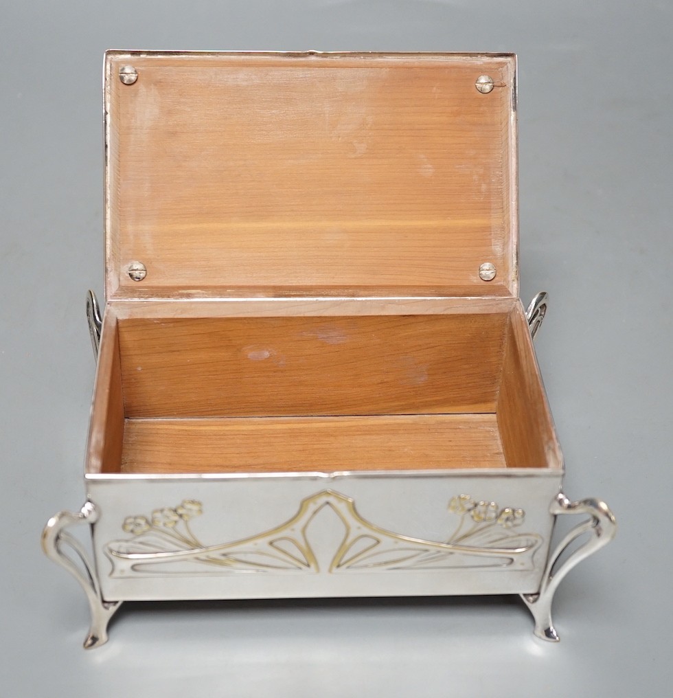 A WMF Jugendstil casket on scroll feet - 17cm wide